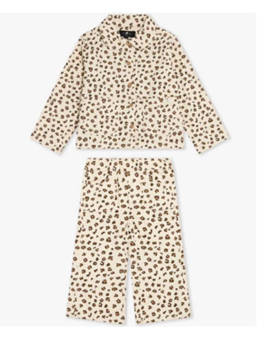 Girls 7 For All Mankind Leopard Print Matching Set, Size 12m, Beige and Brown